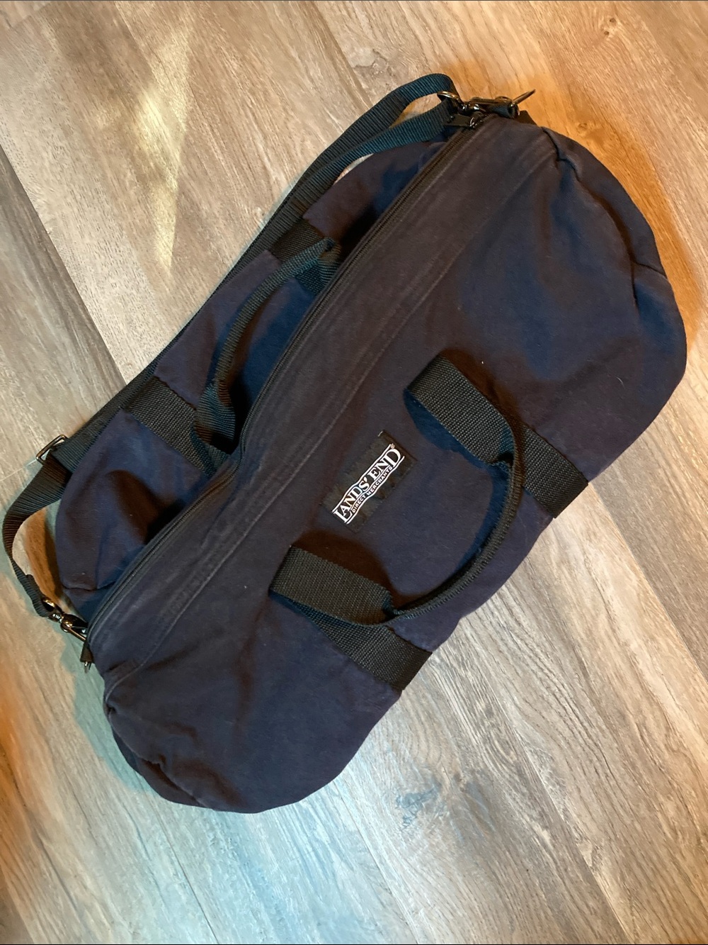 Vintage Lands’ End Navy Blue Canvas Duffel
